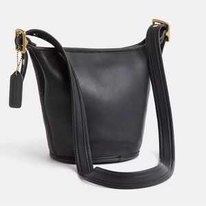 Vintage Coach Black Maggie Duffel Shoulder Bag with Gold Accents